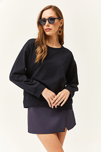 Olalook Dámská volná mikina s měkkou texturou v námořnické modré Basic