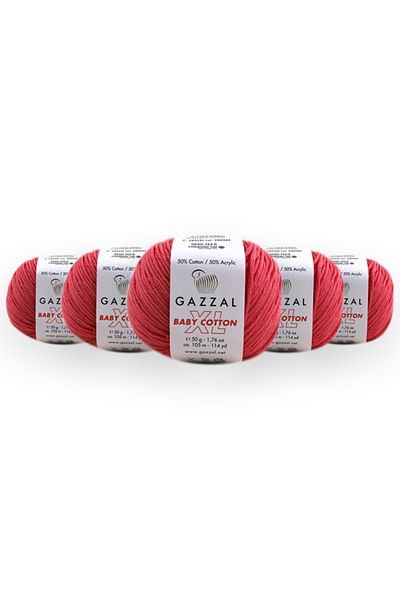 Gazzal Baby Cotton XL 50 gr, Πακέτο 5 Amigurimi, Κλώστος Punch Χειροποίητης Πλεκτικής Taka Yarn (3435 XL)