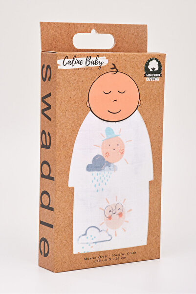 Caline Baby Müslin Bezi Örtü Güneş Desen - Pembe 120x120 cm + 4 Adet Ağız Men...