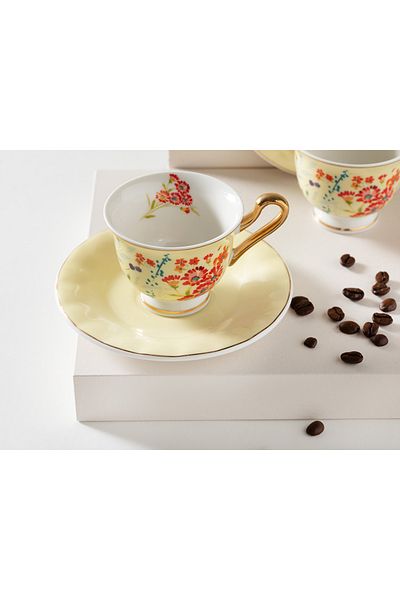 English Home Miranda New Bone China 4 τεμαχίων Σετ φλιτζάνι καφέ για 2 άτομα 90 ml ανοιχτό κίτρινο
