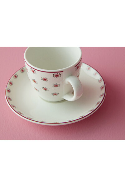 English Home Pink Hope Porcelain 4 Pieces Coffee Cup Set for 2 People 80 Ml Pink