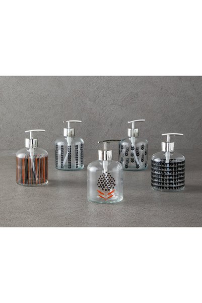 English Home Flower Dots Glass Bathroom Liquid Soap Dispenser 8X14 cm Silver