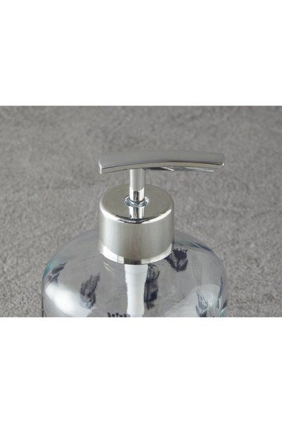 English Home Flower Dots Glass Bathroom Liquid Soap Dispenser 8X14 cm Silver