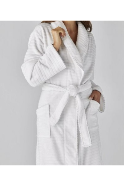 HIZSOY TEKSTİL Jacquard Ultra Lux Bathrobe - Soft Beige