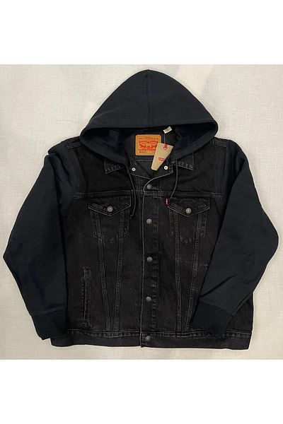 Levi's Μαύρο ανδρικό τζιν μπουφάν A0632-0001 HYBRID HOODIE V TRUCKER