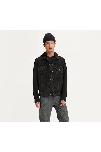 Levi's Μαύρο ανδρικό τζιν μπουφάν A0632-0001 HYBRID HOODIE V TRUCKER