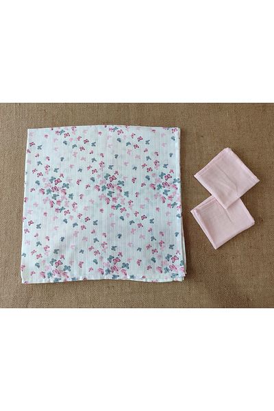 Alpıno MUSLIN BLANKET & MUSLIN BLANKET ALPINOBABY COTTON (85 cm * 85 cm) + 2 handkerchiefs