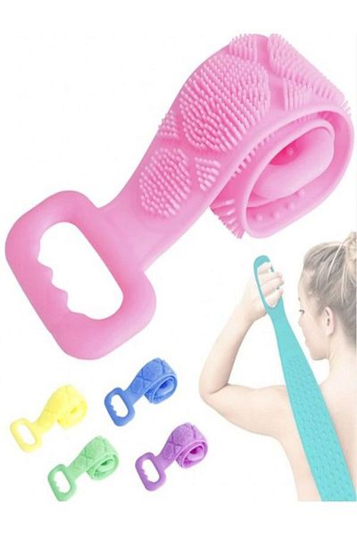 mrtbilisim Double Sided Bath Back Scrub Silicone Shower Washcloth Brush 70 cm Bath Washcloth