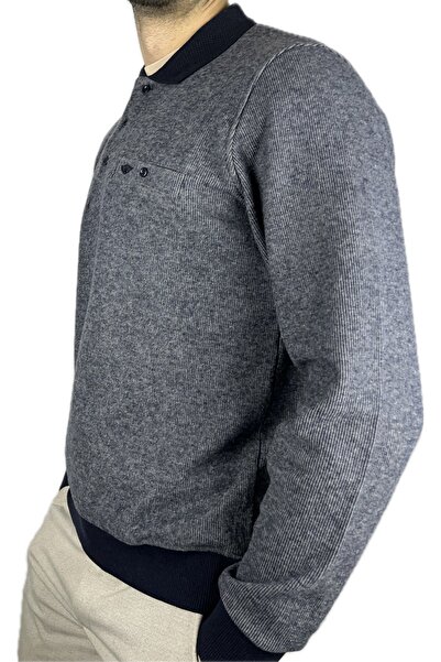 APT PRESTIGE Men's Navy Blue Winter Thick Regular Thessaloniki Sweater with Pockets