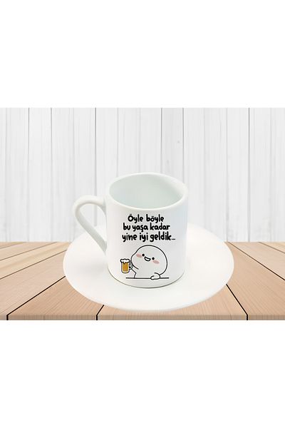 GünayStore MOCHI CAT PRINTED TURKISH COFFEE CUP
