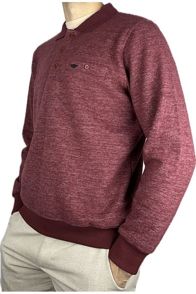 APT PRESTIGE Men's Red Pocketed Thick Long Sleeve Soft Textured Thessaloniki Sweater