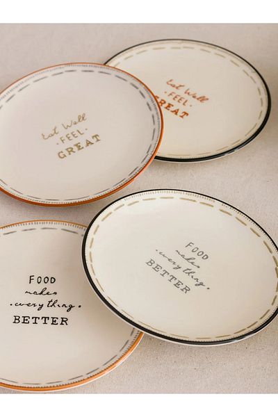 LC Waikiki Text Printed Ceramic Cake Plate Set of 4