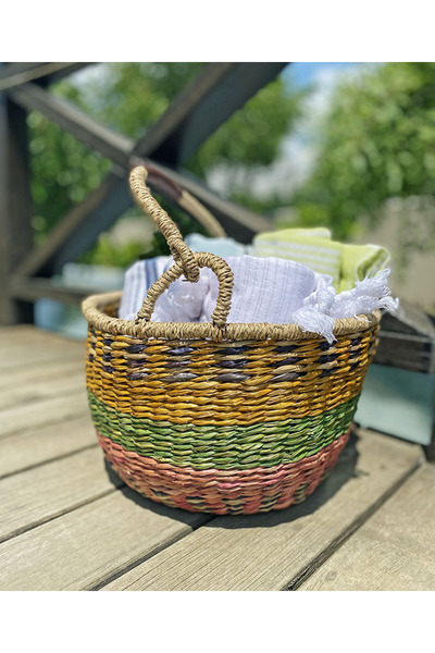 did homeware Stilbe Deniz Sazı Dekoratif Asılabilir Renkli Sepet XLarge