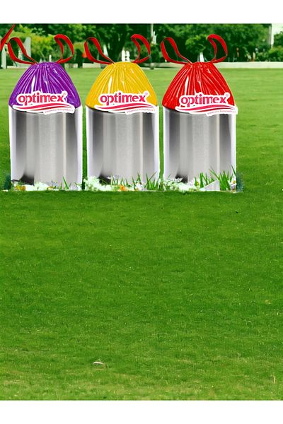 OPTİMEX Drawstring Garbage Bag Medium Size 10 Pieces 3 Rolls x 3 Packs