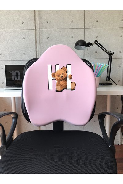 Officeküp X-Large Visco Bel Destek Gamer Oyuncu Koltuk Yastığı- Pembe Tedy bear
