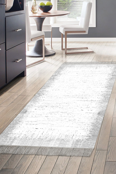 Dekoreko Dijital Mutfak Halısı Yıldız Deri Kaymaz Taban Saçaklı Modern Evelin...