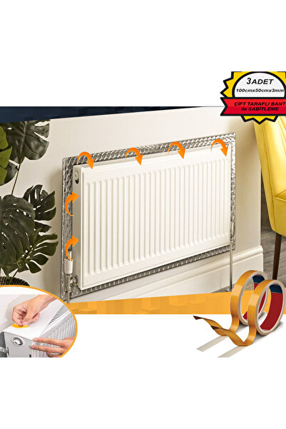 UYDEE 3 Adet Yapışkanlı Isı Yalıtım Levhası 3 Mm Petek Arkası Radyatör Kalori...