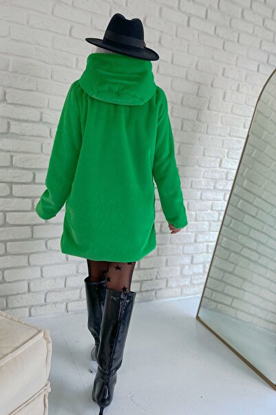 Shoebutik Rabbit Green Plush Hooded Fur