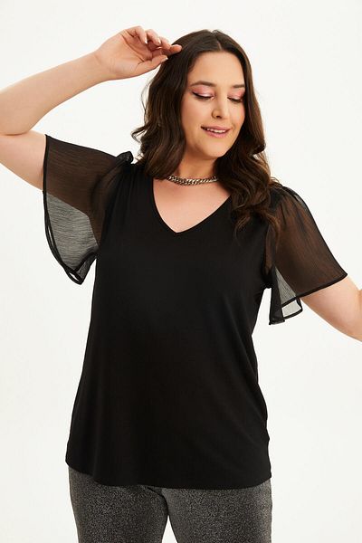 MYLİNE Tricou din bumbac pieptănat cu mâneci