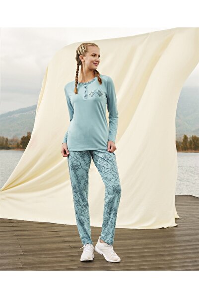 Doreanse Жіночий комплект піжами з довгими рукавами та принтом у вигляді квіт...