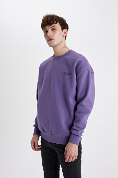 DeFacto Oversize Wide Fit Crew Neck nyomott pulóver Y0372az23au
