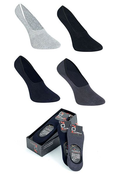 DOREA 12 Pieces Men's Bamboo Silicone Non-Slip Ballerinas Navy Blue
