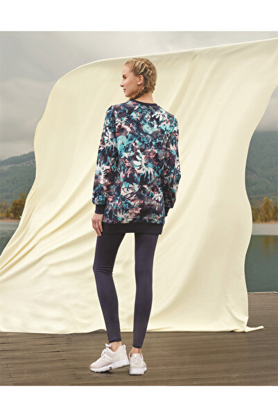 Doreanse Women's Multicolor Patterned Navy Blue Tights T-shirt Pajama Set-Home Wear 4163