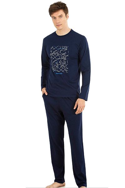 Pierre Cardin 6030 Ανδρικό Σετ Πιτζάμες Μακρυμάνικο-σκούρο μπλε