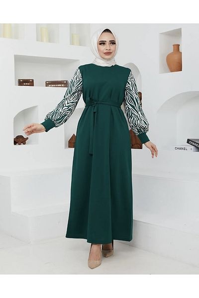 modasindoma Γυναικείο φόρεμα Hijab με μακρύ μήκος με σχέδιο Zebra