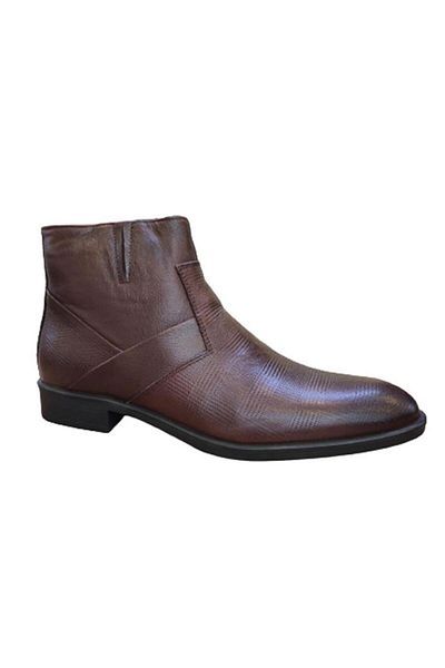 Smart 1036 Zippered Leather Men's Casual Boots Brown