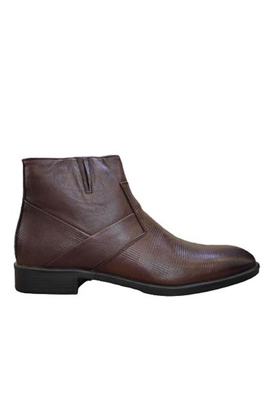 Smart 1036 Zippered Leather Men's Casual Boots Brown