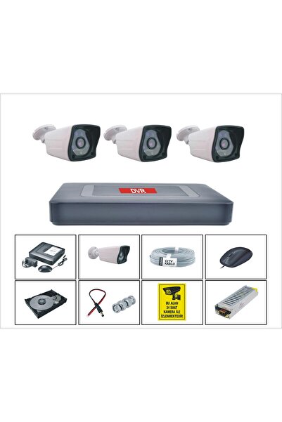 DEPO GÜVENLİK 3lü 5mp Lensli Full Hd Gece Görüşlü Hdd Dahil 320 Gb Güvenlik Kamerası Sistemi