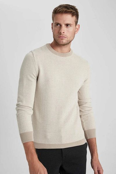 HOBİ GERÇEKLER Slim Fit Crew Neck Knitwear Sweater