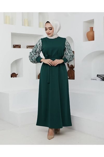 modasindoma Γυναικείο φόρεμα Hijab με μακρύ μήκος με σχέδιο Zebra