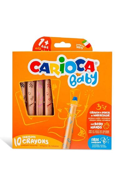 CARIOCA 3 In 1 Jumbo Baby Paint Pen - Wooden Body, Pack of 10