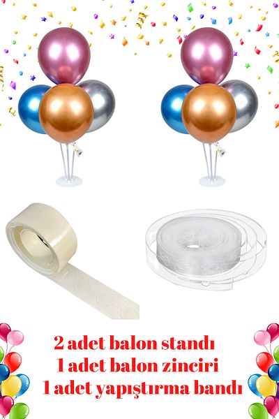 Larenya Balloon Chain & Balloon Tape & 2 Pieces of 4 Balloon Stands & Birthday Party Decoration Set