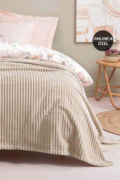 Yataş Holly Wellsoft Double Blanket - Ecru Color