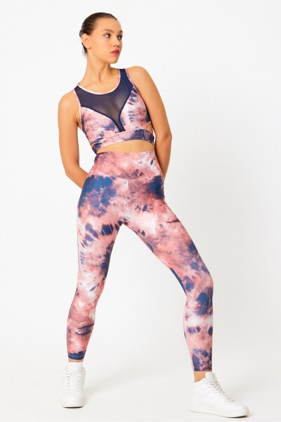 GRAB Pink Tie-Dye Pattern Sports Leggings
