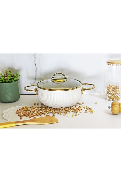 Evita Oyster Gold Granite 20 Cm Deep Pot Ivory