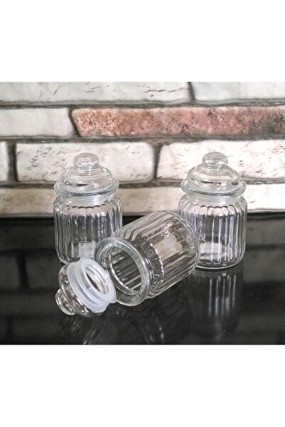 ALBETTO Cam Kavanoz Set Baharatlık Vakumlu Kapak Küçük Boy 13cm