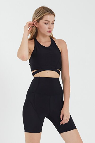 GRAB Μαύρο αθλητικό σουτιέν με ψηλό γιακά