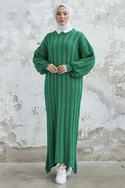 InStyle Lovisa Corded Knitwear Dress - Emerald Green