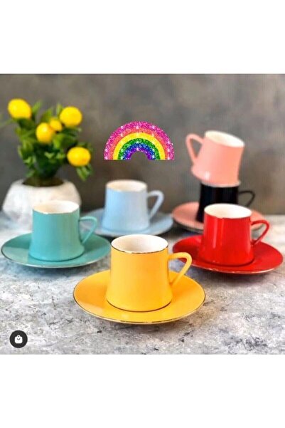 ALBETTO Colorful Porcelain Cup Set - Gilded Coffee 2190