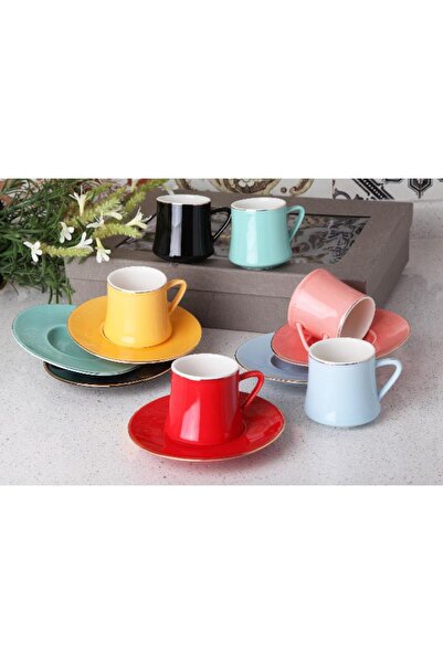ALBETTO Colorful Porcelain Cup Set - Gilded Coffee 2190