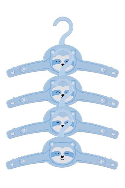 ALBETTO شماعة ملابس أطفال منقوشة من البلاستيك مكونة من 4 قطع باللون الأزرق