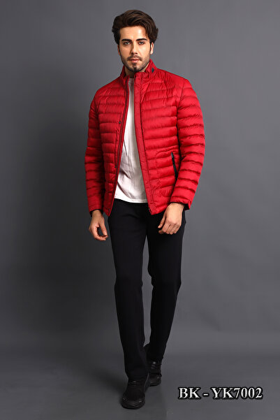 By Karaaslan Erkek Kırmızı Şişme Mont Kaliteli Fit Model