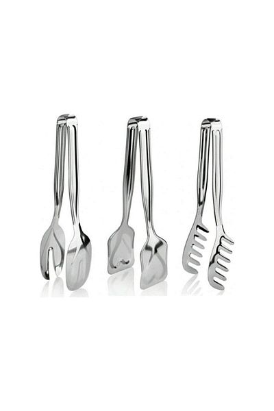 ALBETTO 3-Piece Stainless Steel Tongs Set Pasta / Pastry / Salad