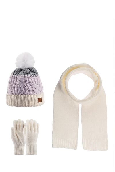 MİNİKO KİDS KITTI GIRL K23180-07 9-15 ANI SET MĂNUȘI BEANIE EșARFĂ