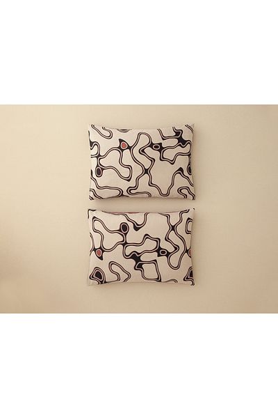 English Home Abstract Art Digital Printed Soft Cotton 2-Piece Pillow Case 50x70 Cm Beige