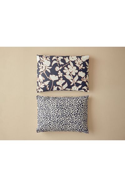 English Home Față de pernă Grandiflora din bumbac moale cu imprimare digitală 2 piese 50x70 cm antracit - teracotă